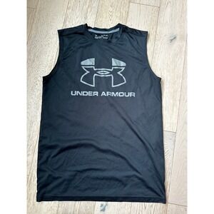 Under Armour Mens HeatGear Sleeveless Shirt Black Loose Fit Athletic Tank YXL